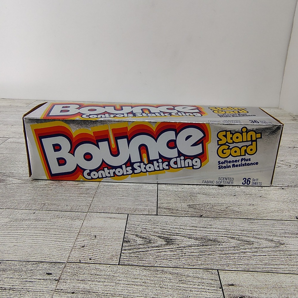 1987 Vtg Bounce Stain Gard Fabric Softener Dryer‎ Sheets Static Cling Silver Box